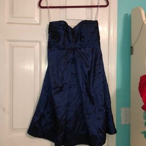 Strapless midnight blue, navy homecoming dress